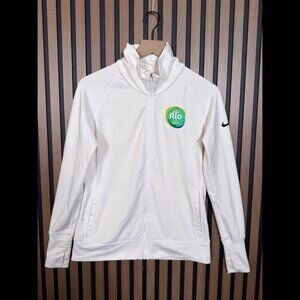 Nike Golf Jacket Medium White 2018 Rio Olympics Dri-Fit Full Zip Thumbhole